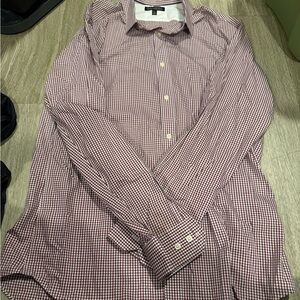 Banana Republic Men's Red and White Checkered Shirt